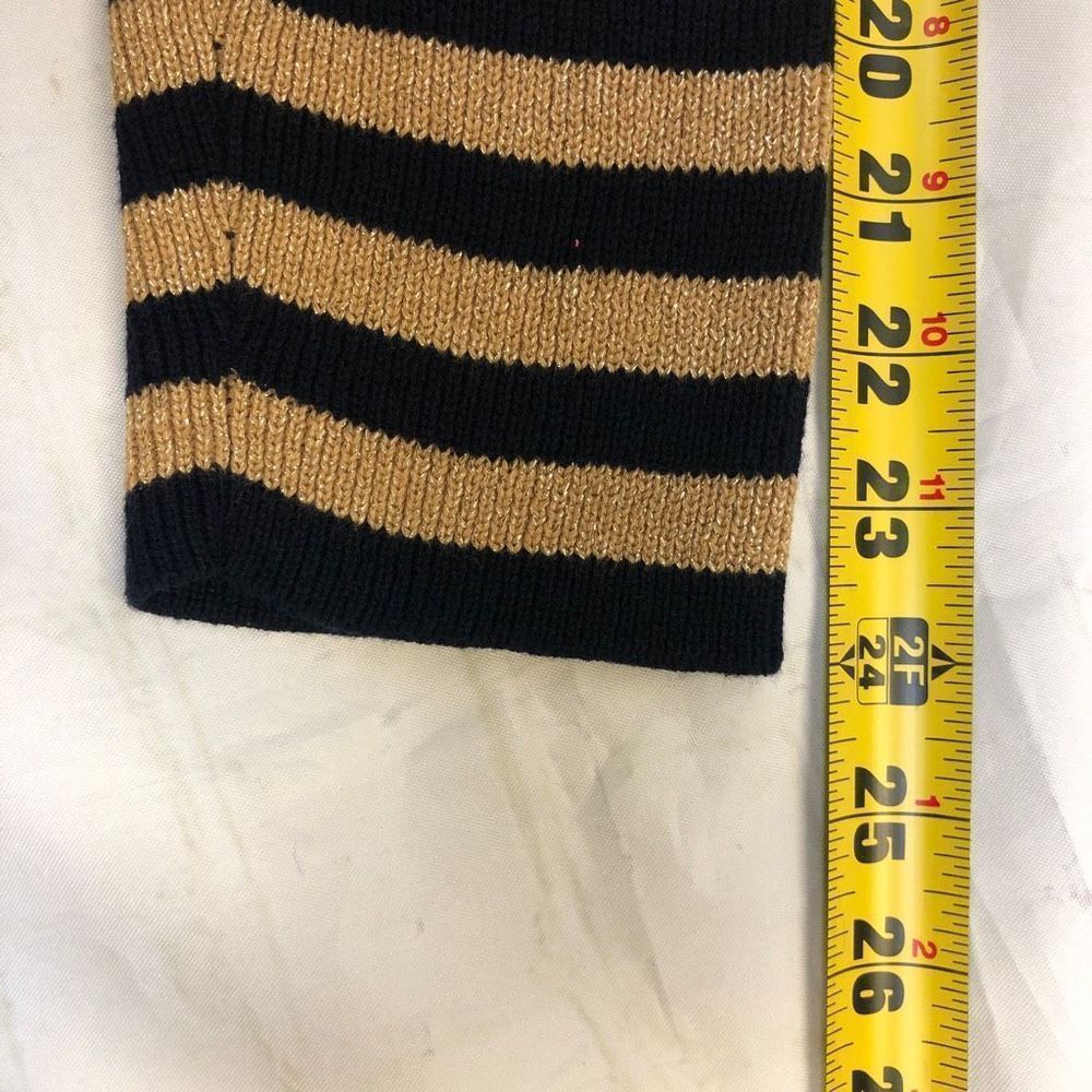 Lauren Ralph Lauren Navy and Tan Striped V-Neck Sweater - Picture 6 of 9